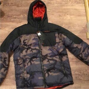 Hawke & Co Men's Black and Gray Camouflage Puffer Jacket